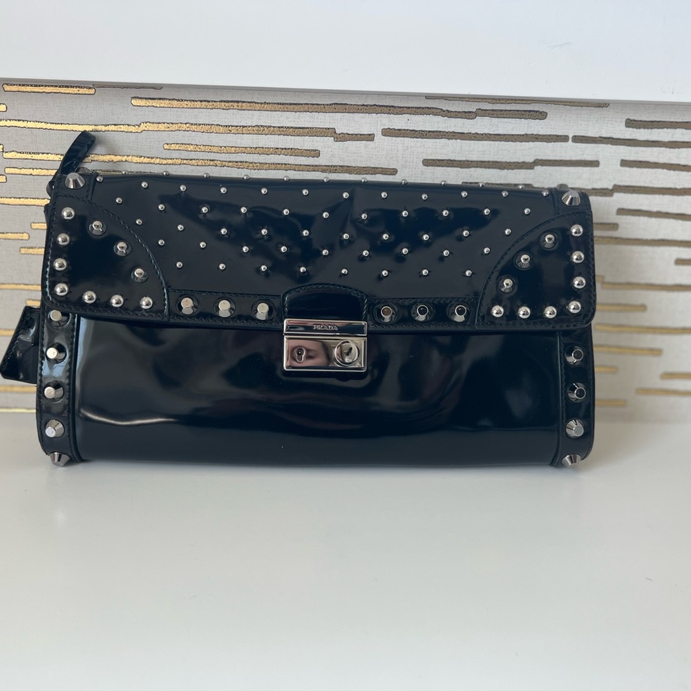 Prada clutch, patent leather w studs - Picture 5 of 5